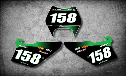 Custom Number Plate Graphics for Kawasaki KDX 200 (1997-2005) - SUNRISE Style