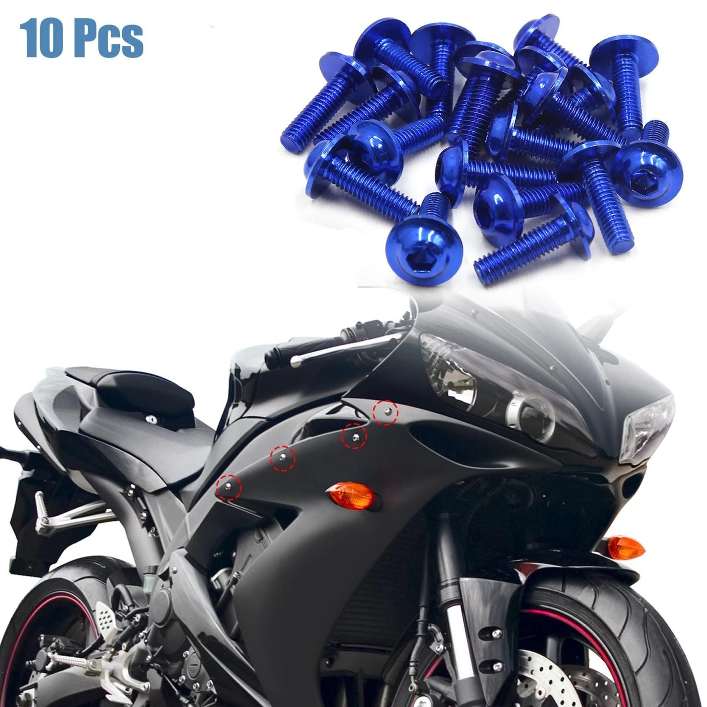 20 x M6 x 20mm Blue Aluminum Alloy Hex Socket Head Bolts Screws for Car/Motorcycle