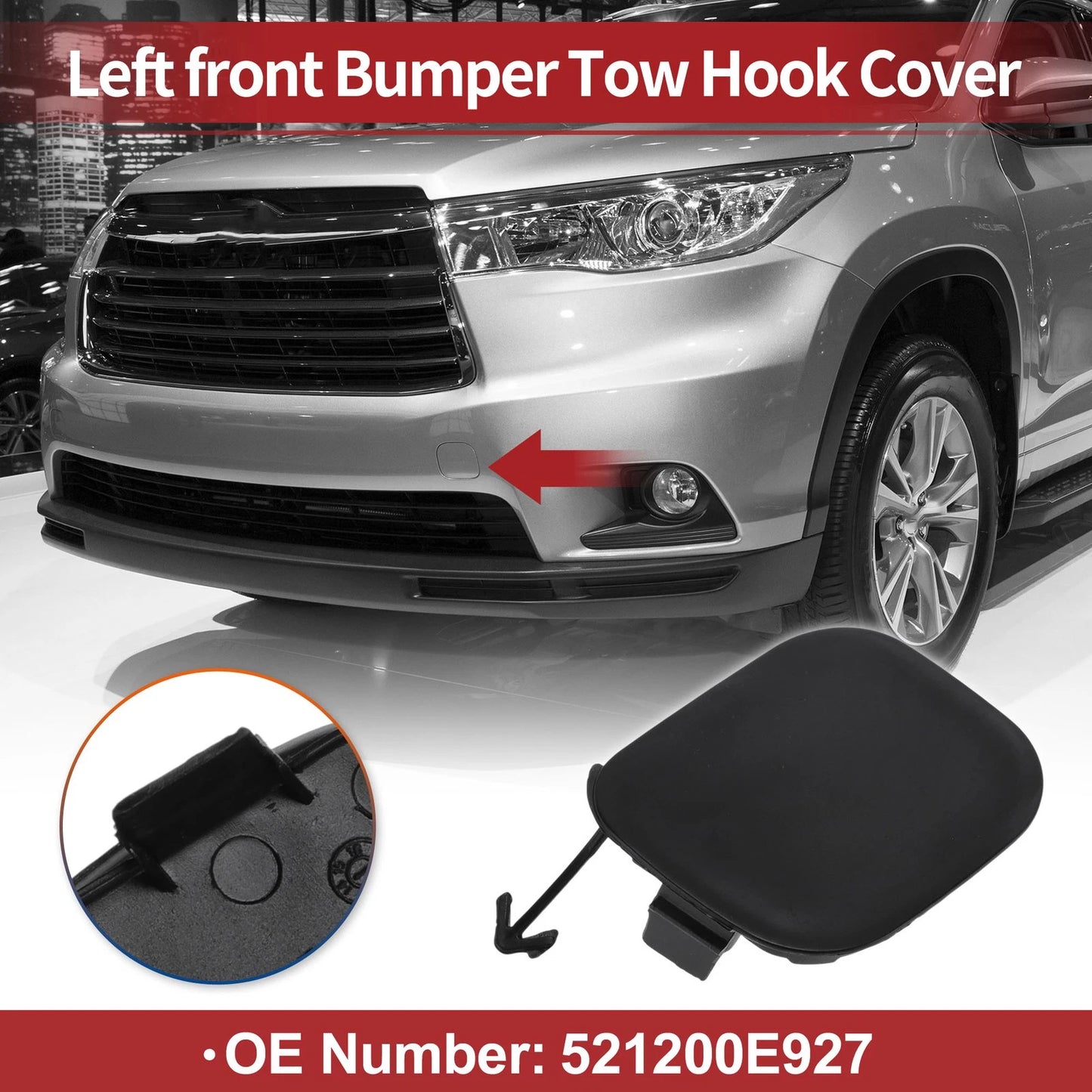 Tow Hook Cover Cap Left Front for Toyota Highlander (2008–2013)