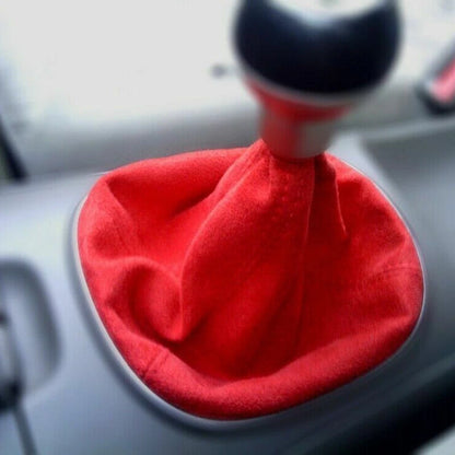 Red Suede Leather Shift Knob Boot Cover for Universal Cars