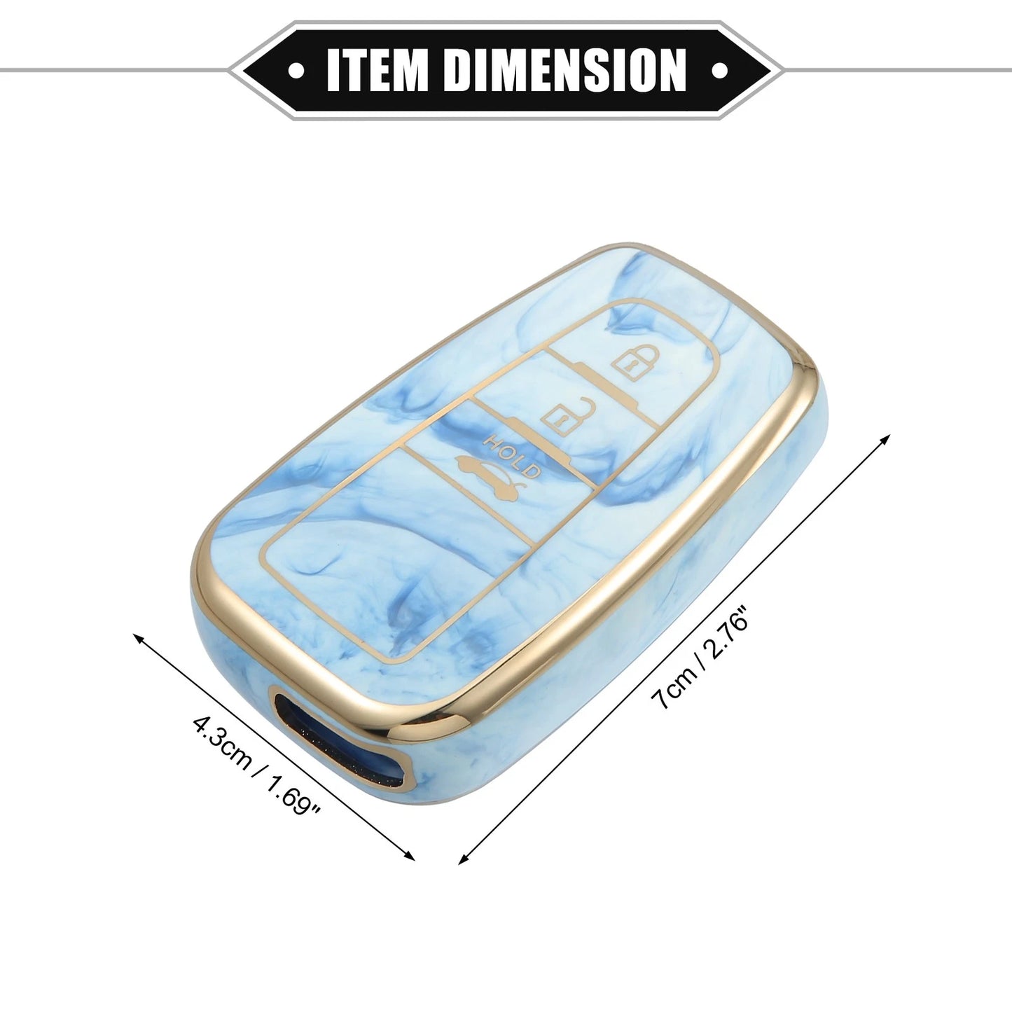 3 Button Smart Key Fob Cover Case for Toyota Prius (2006-2022) TPU Blue