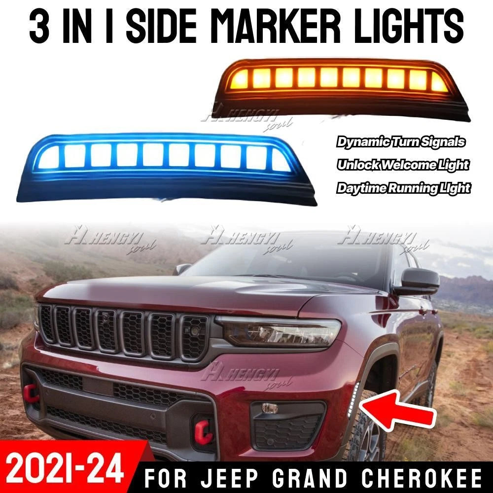 2x LED Side Marker Light Signal Blinker for Jeep Grand Cherokee L (2021–2024)