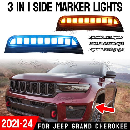 2x LED Side Marker Light Signal Blinker for Jeep Grand Cherokee L (2021–2024)