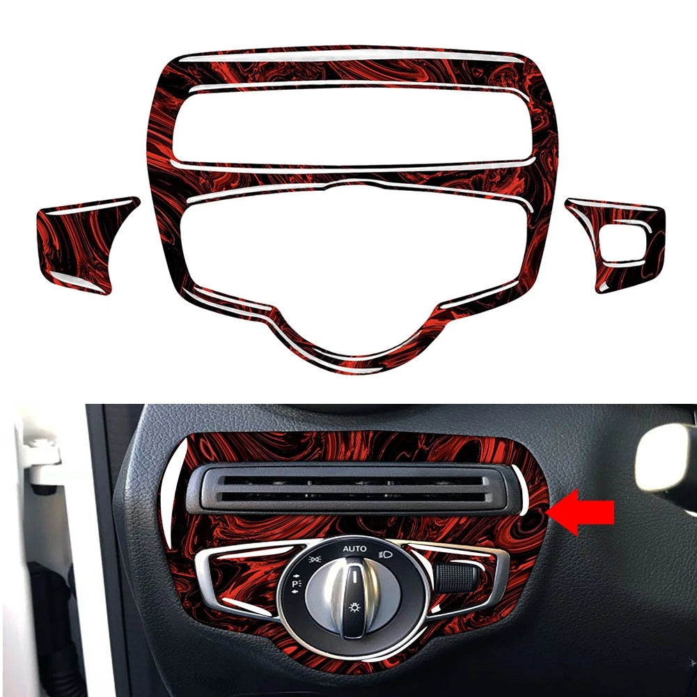 Fire Red Headlight Switch Cover Set for Mercedes-Benz GLC C-Class (2015-2020)