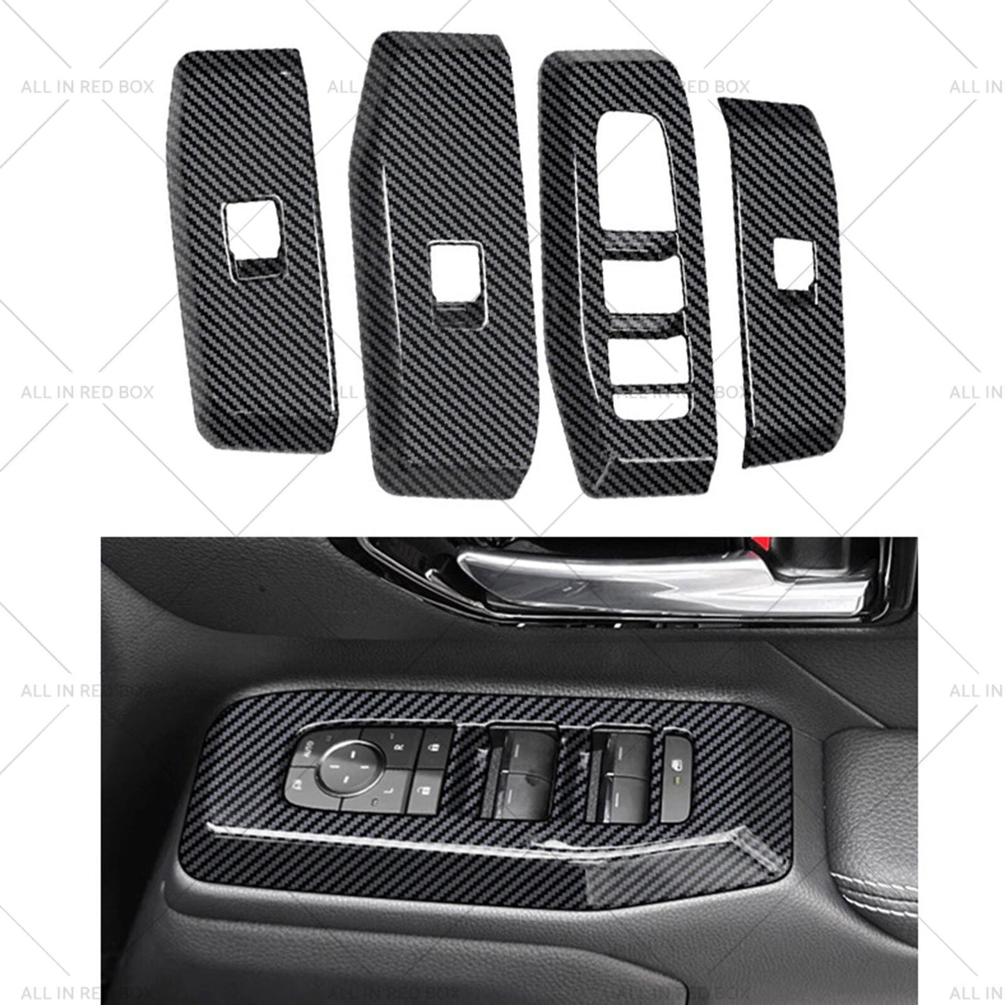 4 x Window Lift Panel Trim ABS Carbon Fiber for Toyota Prado LC250 (2024-2025)