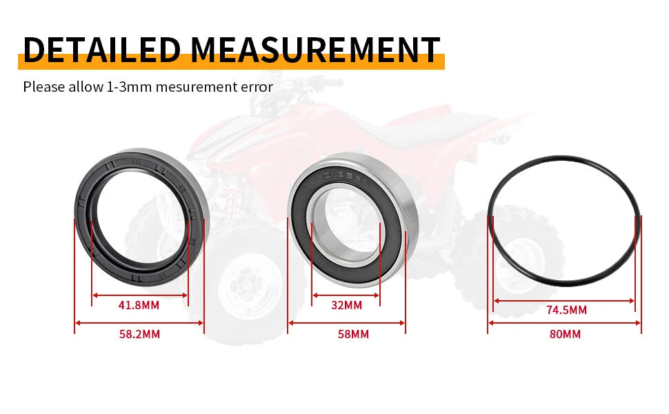 Left Rear Axle Wheel Bearing Seal for Honda TRX500 Rubicon 2001-2014