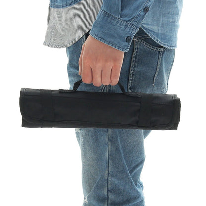 21-Pocket Chef Knife Bag Roll Bag Carry Case Foldable Kitchen Storage Black