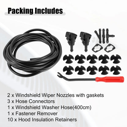 1 Set Front Windshield Washer Nozzle Kit for Dodge RAM with 4M Hose