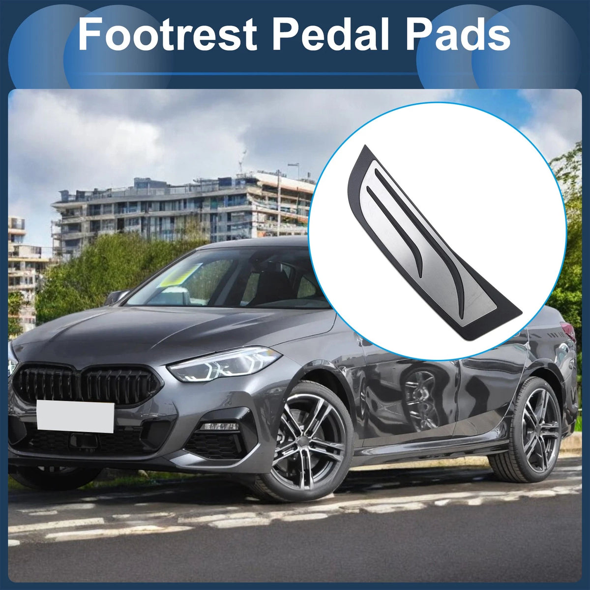 Footrest Pedal Cover for BMW 2 Series (2014-2019) Silver Tone