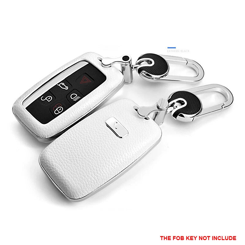 Leather White FOB Key Cover Bag Case Fit For Land Rover LR4 Discovery Sport