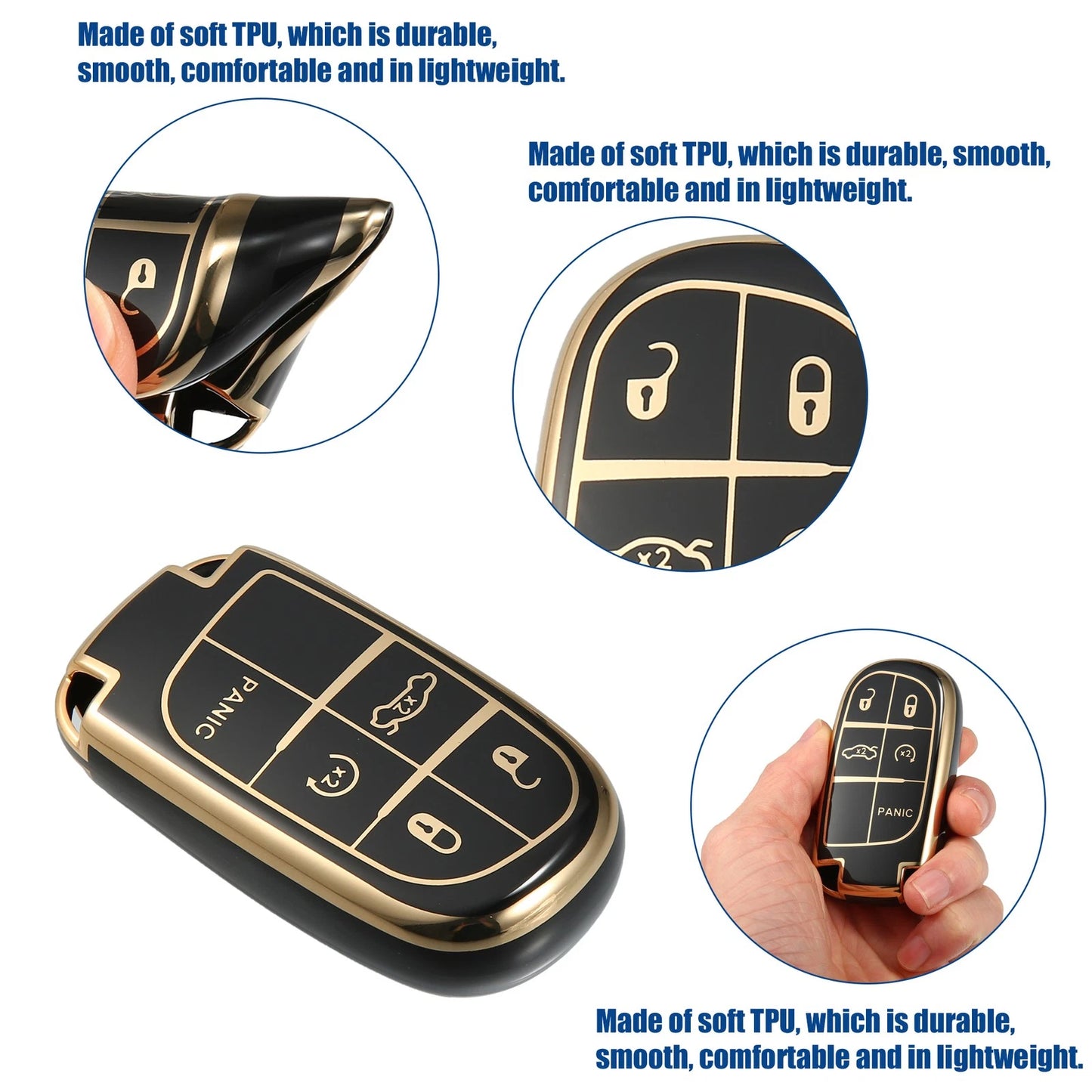 TPU 5 Button Keyless Entry Remote Cover for Dodge Charger Challenger Dart Black