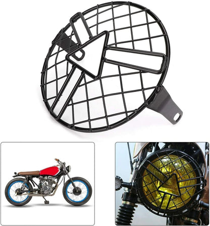 6.5" Headlight Grill Guard Light Cover for Cafe Racer Bobber