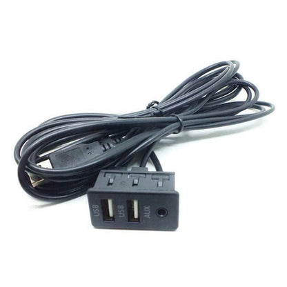 1.5M Dual USB Port Panel Adapter for Car Dash Mount AUX Extension Cable