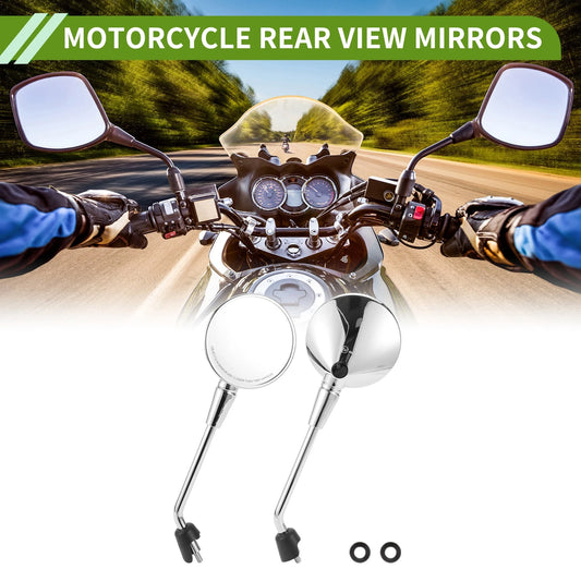Rear View Mirrors / Pair / Round Chrome Silver Tone Iron Plastic for M8