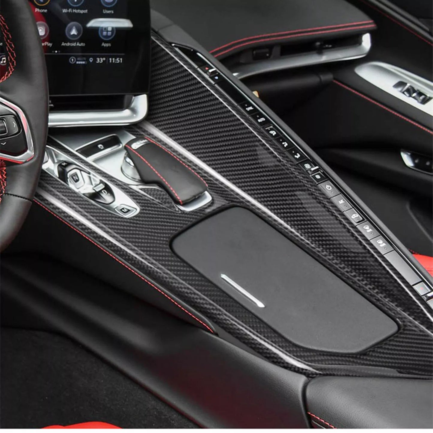 Control Gear Shift Panel Cover for Corvette C8 (2020-2023) Carbon Fiber