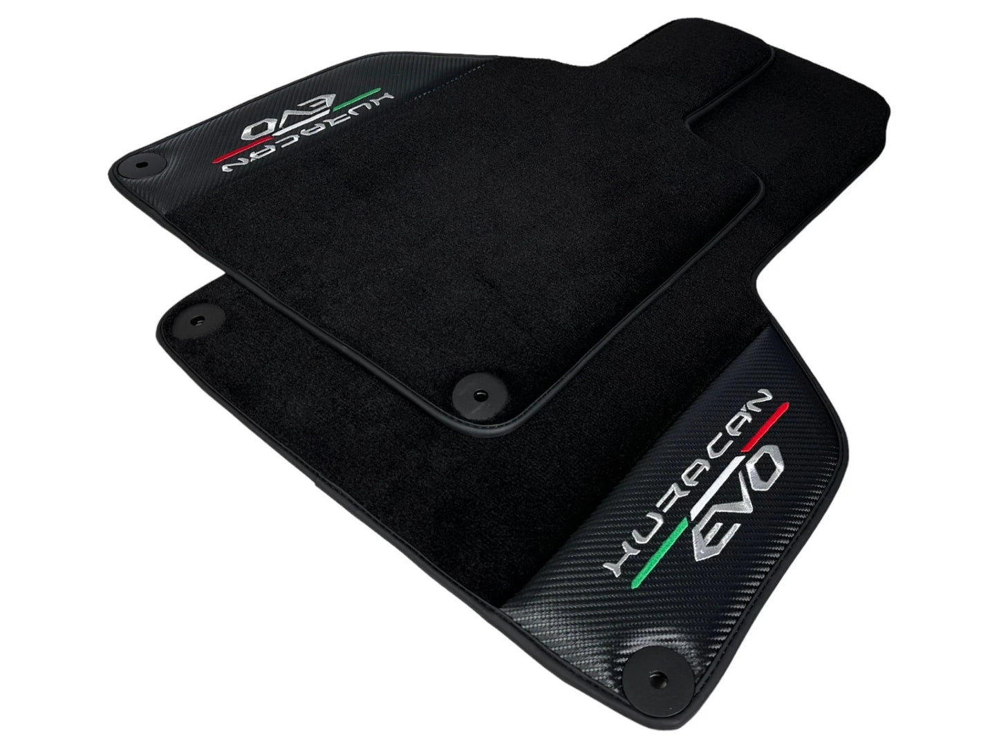 Black Floor Mats for Lamborghini Huracan EVO 2014-2023 LHD with Carbon Leather
