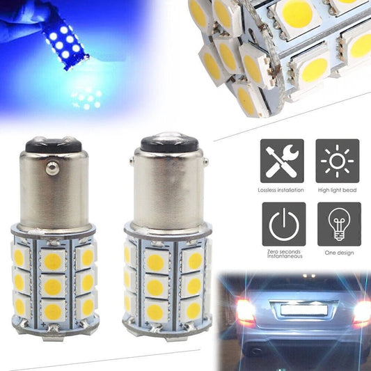 2 x 27SMD BA15D LED Light Bulbs for Marine Boat - Blue (1004, 1076, 1142)