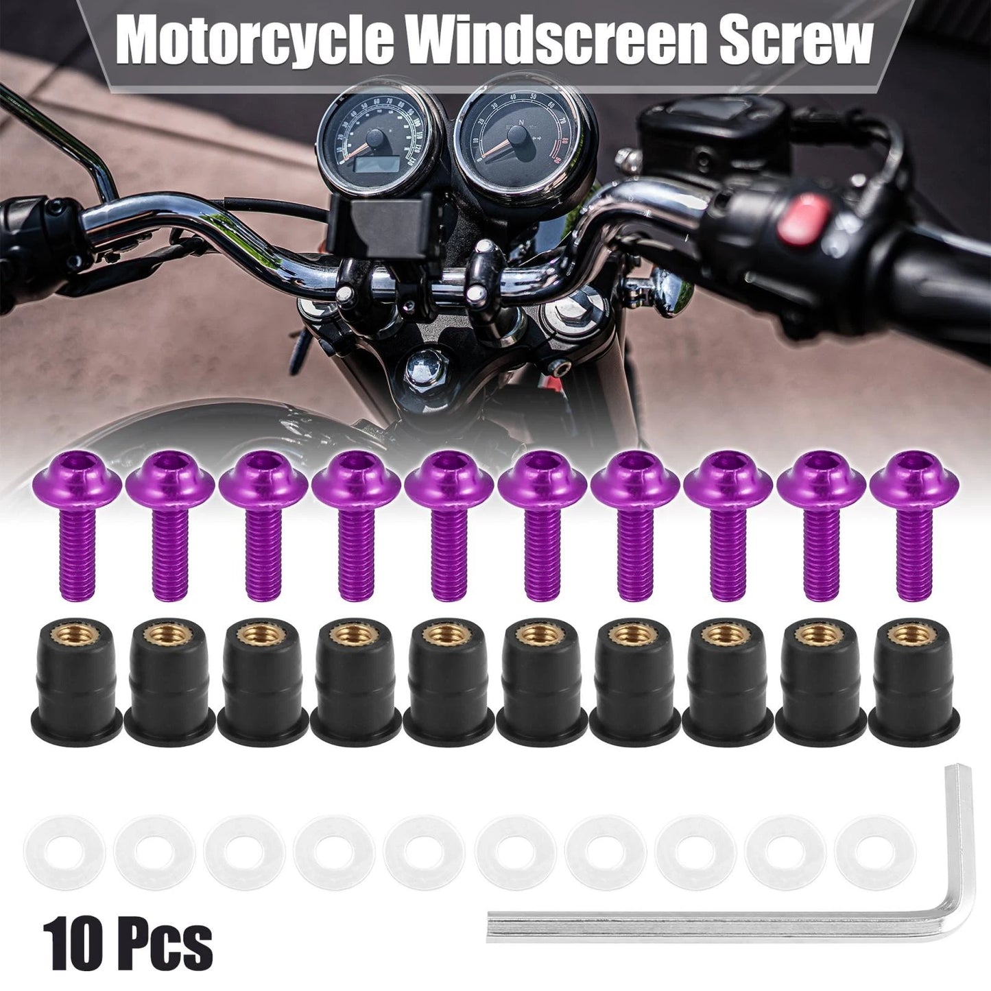 10 x M5 5mm Windscreen Screws for Motorcycle Fairing Bolts Purple