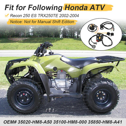 Handlebar Key Starter Relay Switch Kit for Honda Recon ES TRX250TE (2002–2004)