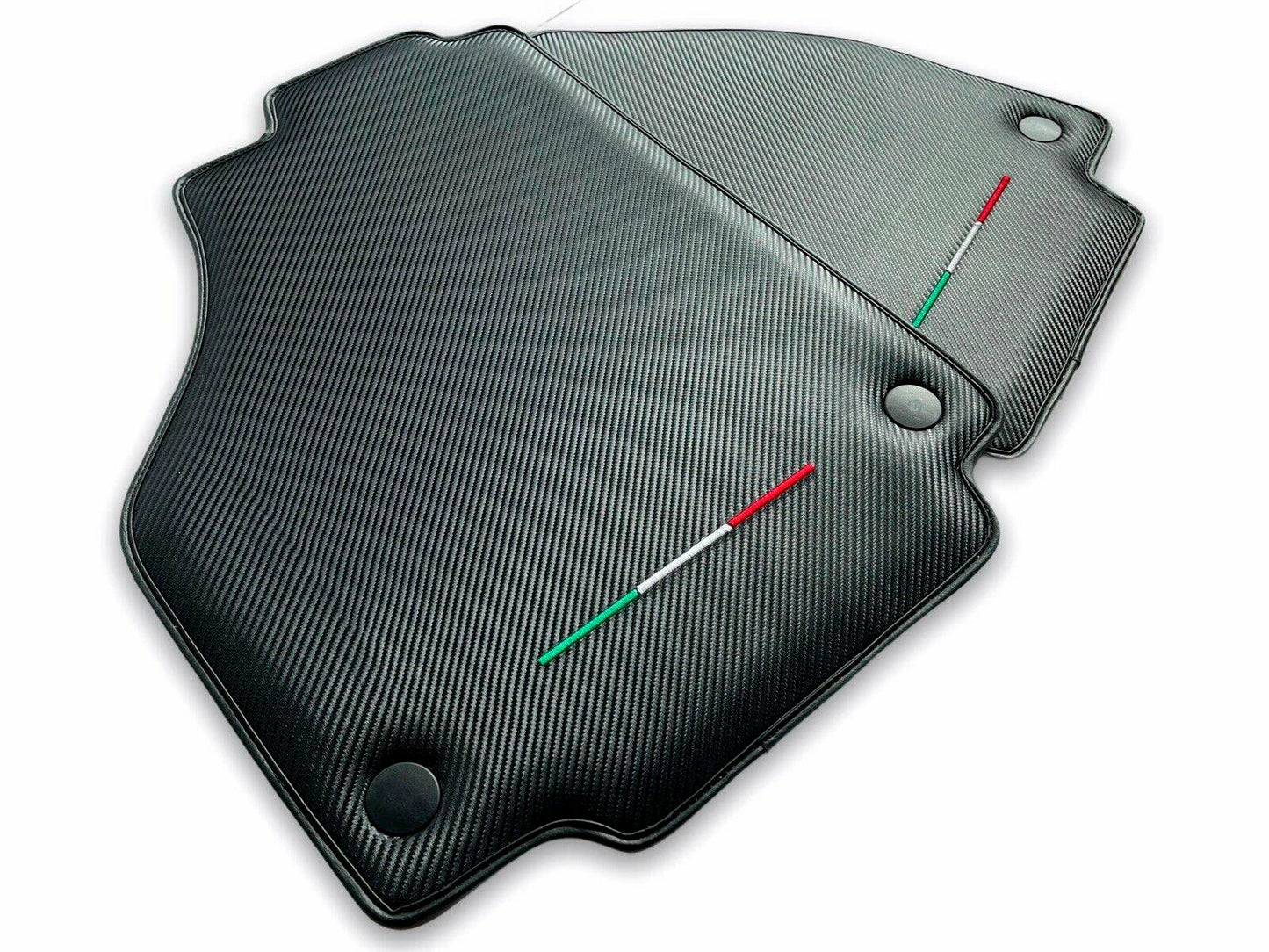 Floor Mats Set for Ferrari 488 GTB Carbon Leather Black (2015-2019)