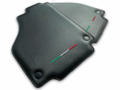 Floor Mats Set for Ferrari 488 GTB Carbon Leather Black (2015-2019)