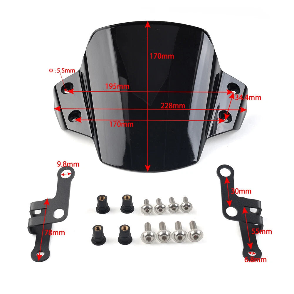 Black Motorcycle Windshield for Yamaha MT-09 (2021-2023)