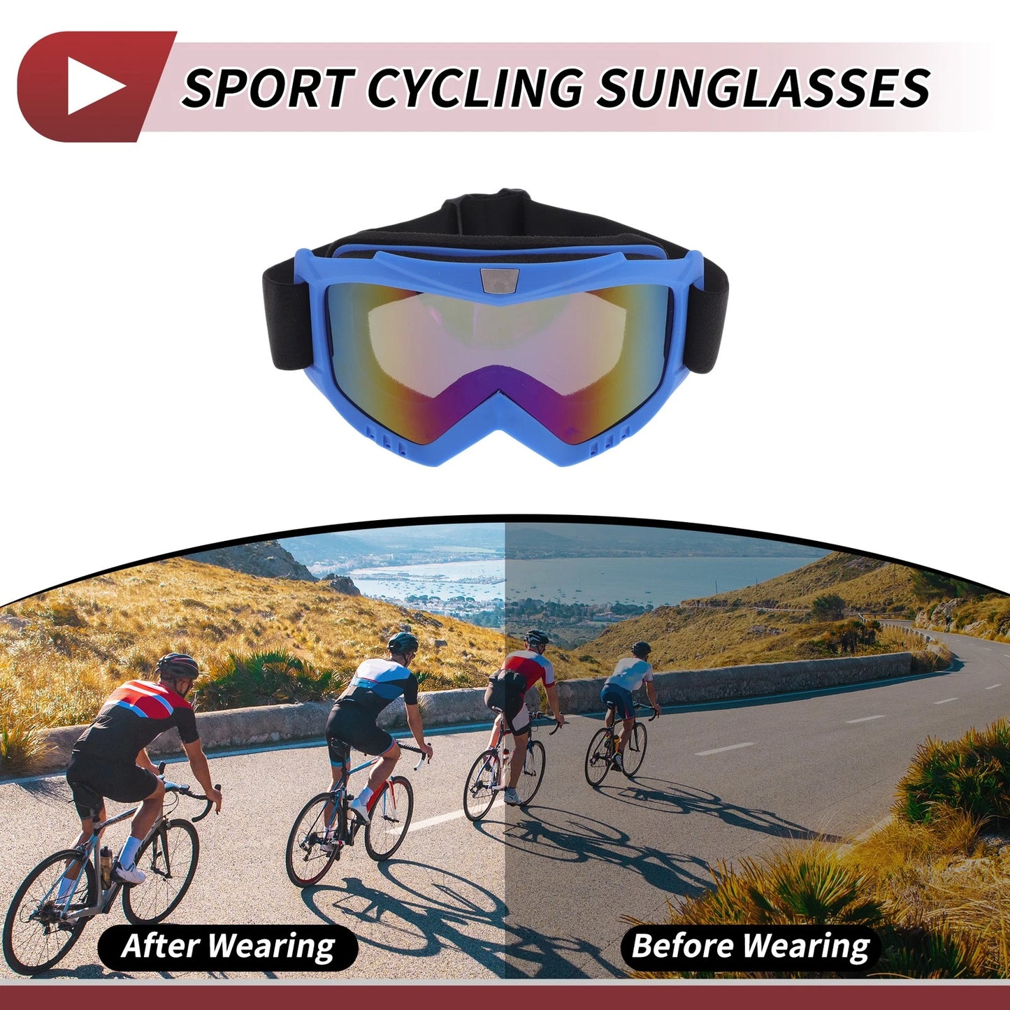 1 Pc Motorcycle Riding Goggles Blue Purple Lens Blue Frame for Motorcycle