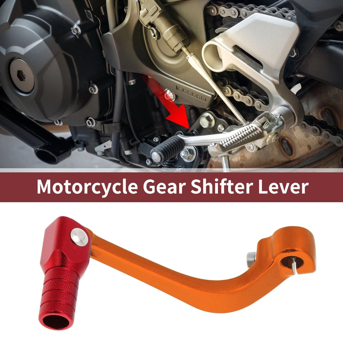 Folding Shifter Lever for Honda CRF110F (2013-2018) - Orange/Red