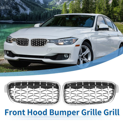Front Hood Bumper Grille for BMW 3 Series (2013-2018) - Silver Tone