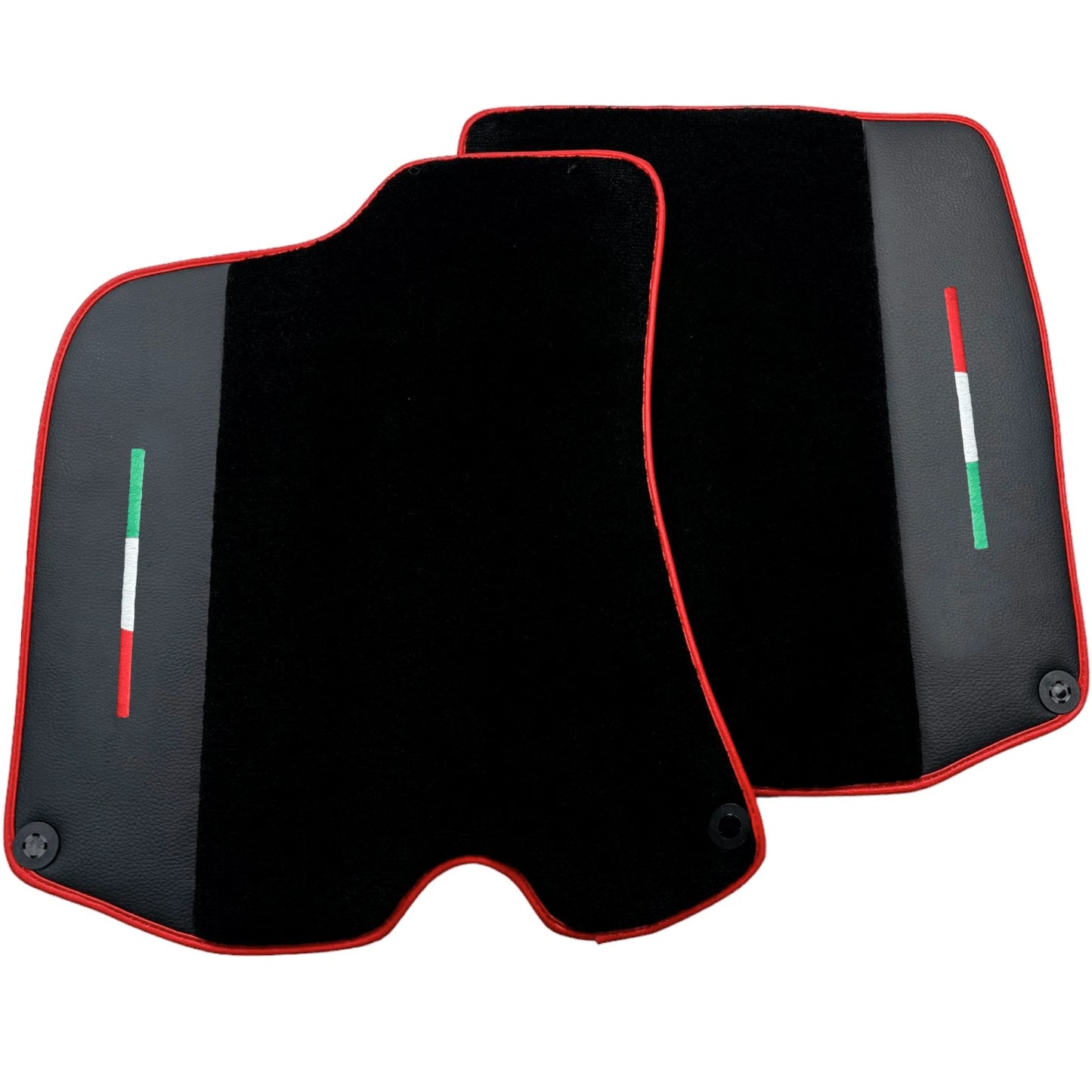 Black Floor Mats for Ferrari Portofino with Leather & Red Trim (2018-2023)