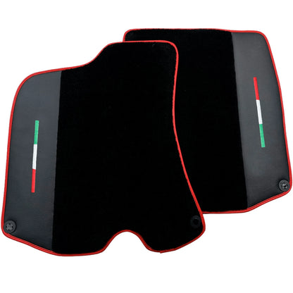 Black Floor Mats for Ferrari Portofino with Leather & Red Trim (2018-2023)