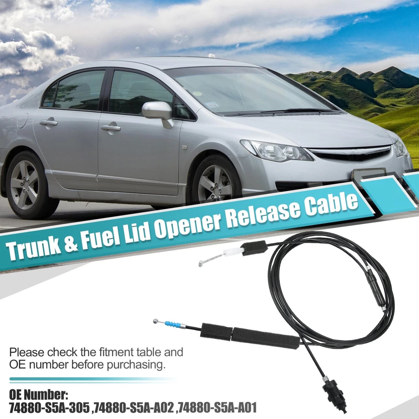 Trunk Lid Fuel Door Release Cable for Honda Civic (2001-2005)