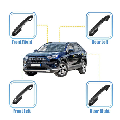 4pcs Door Handle Cover Trim for Toyota RAV4 (2019-2021) Carbon Fiber Black