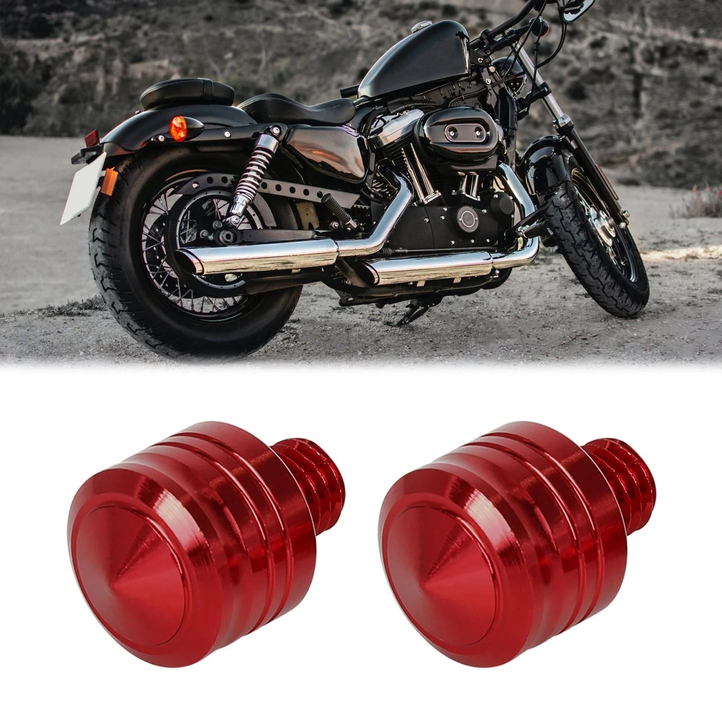 2 x 8mm Mirror Hole Plugs Normal Screw Red for Motorbike Motorcycle