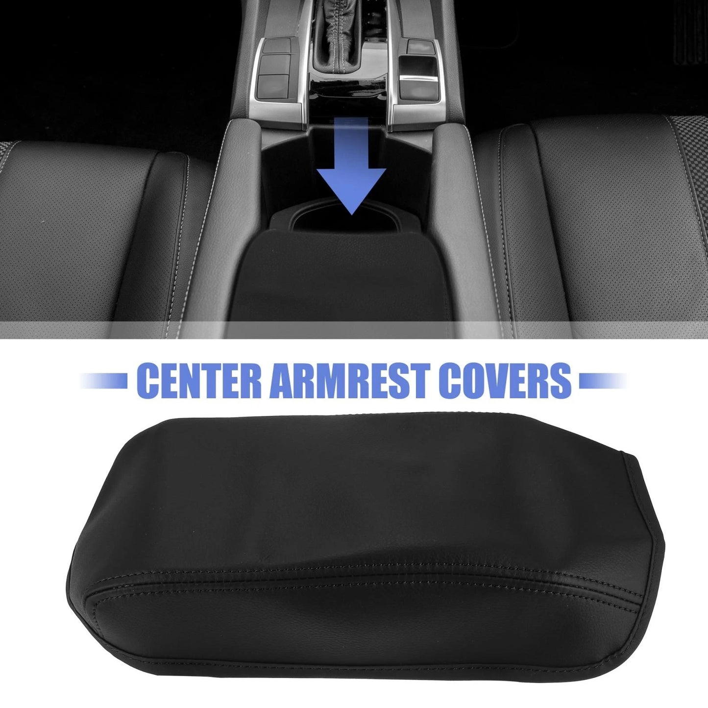 Microfiber Leather Armrest Cover Pad for Honda Civic (2012-2015) Black
