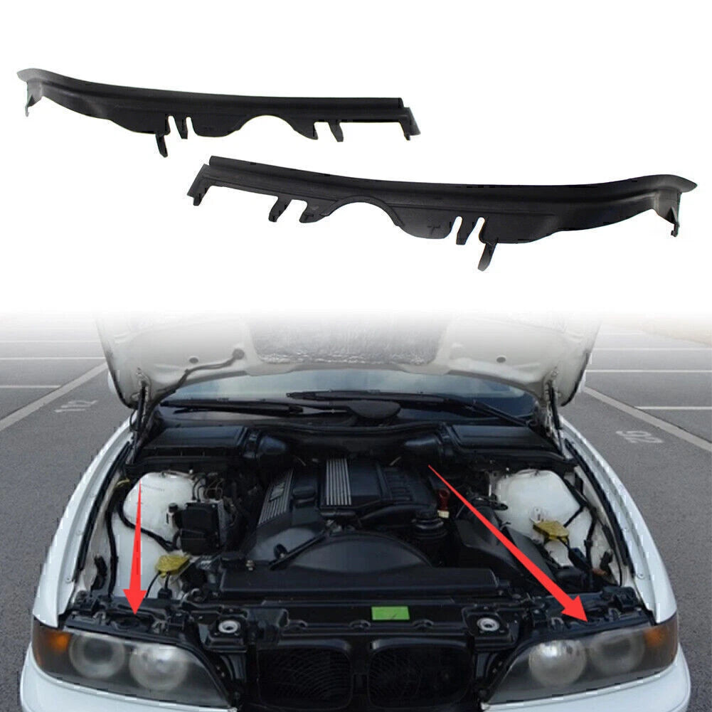 Pair ABS Black Front Upper Headlight Gaskets for BMW 5 Series E39 (1997-2003)