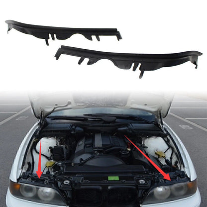 Pair ABS Black Front Upper Headlight Gaskets for BMW 5 Series E39 (1997-2003)