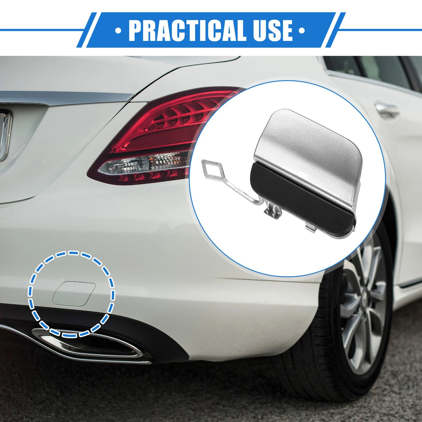 Car Rear Bumper Tow Hook Cap for Mercedes-Benz E450 (2019-2020) Silver Tone