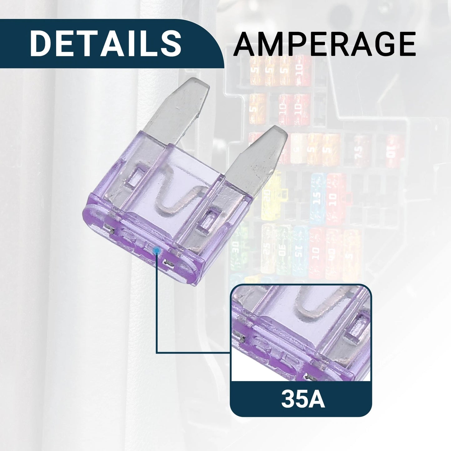 35A Mini Blade Fuses 20 x Light Purple for Car (Various Years)
