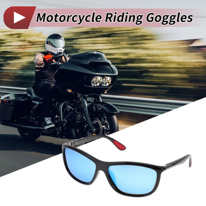 1 x Motorcycle Riding Goggles Blue Lens Black Frame