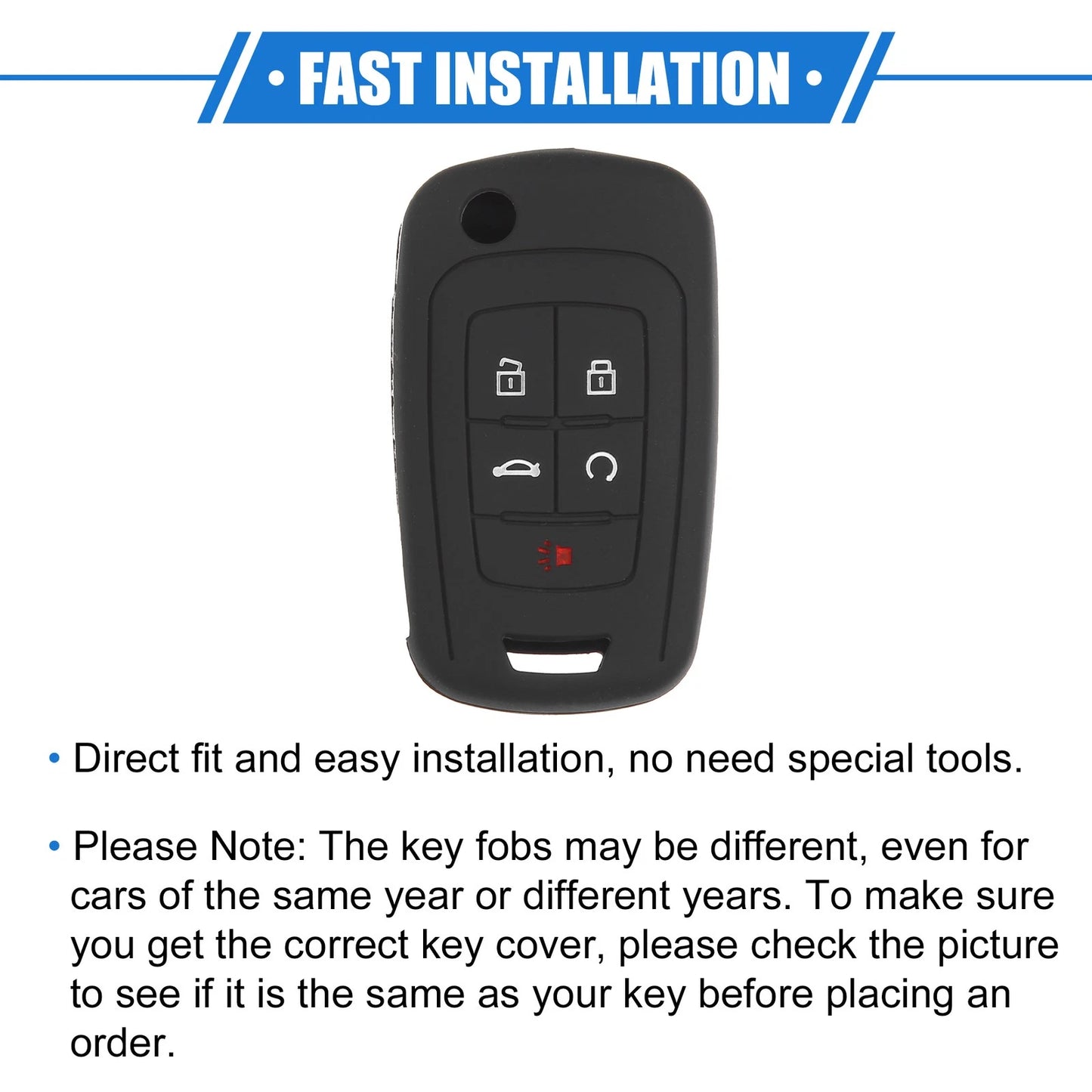 5 Button Remote Key Shell for Chevrolet Camaro (2010-2019) Silicone Black