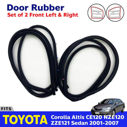 Door Rubber Seal Front L+R Fits Toyota Corolla Altis CE120 ZZE121 ZZE122 SED D06