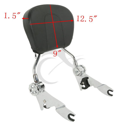 Chrome/Black Adjustable Backrest Sissy Bar for Harley Street Glide (2009-2025)