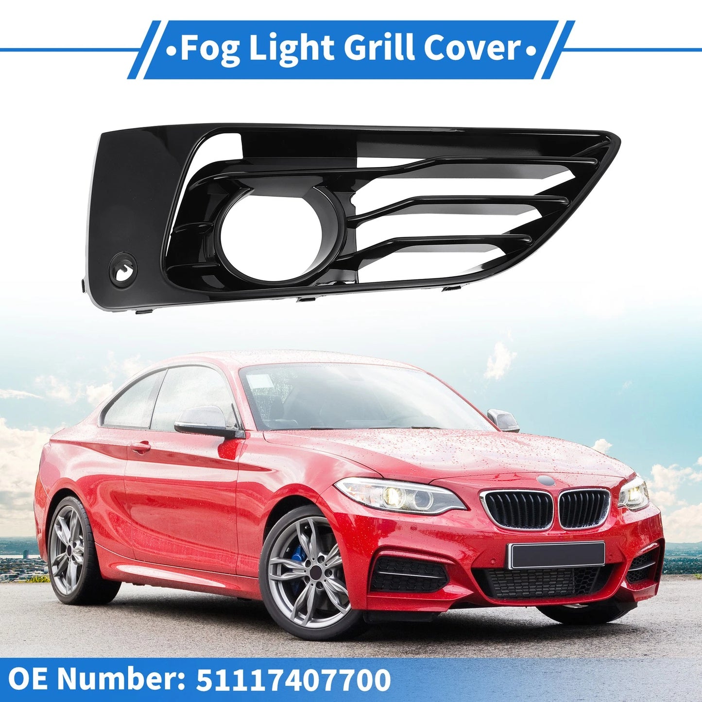 1 Pc Front Right Fog Light Grill for BMW 2 Series (2017-2020)