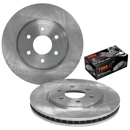 2 Front Disc Brake Rotors + Pads Set Navara D40 Ute 2wd 4x4 2005-12 16" Wheels