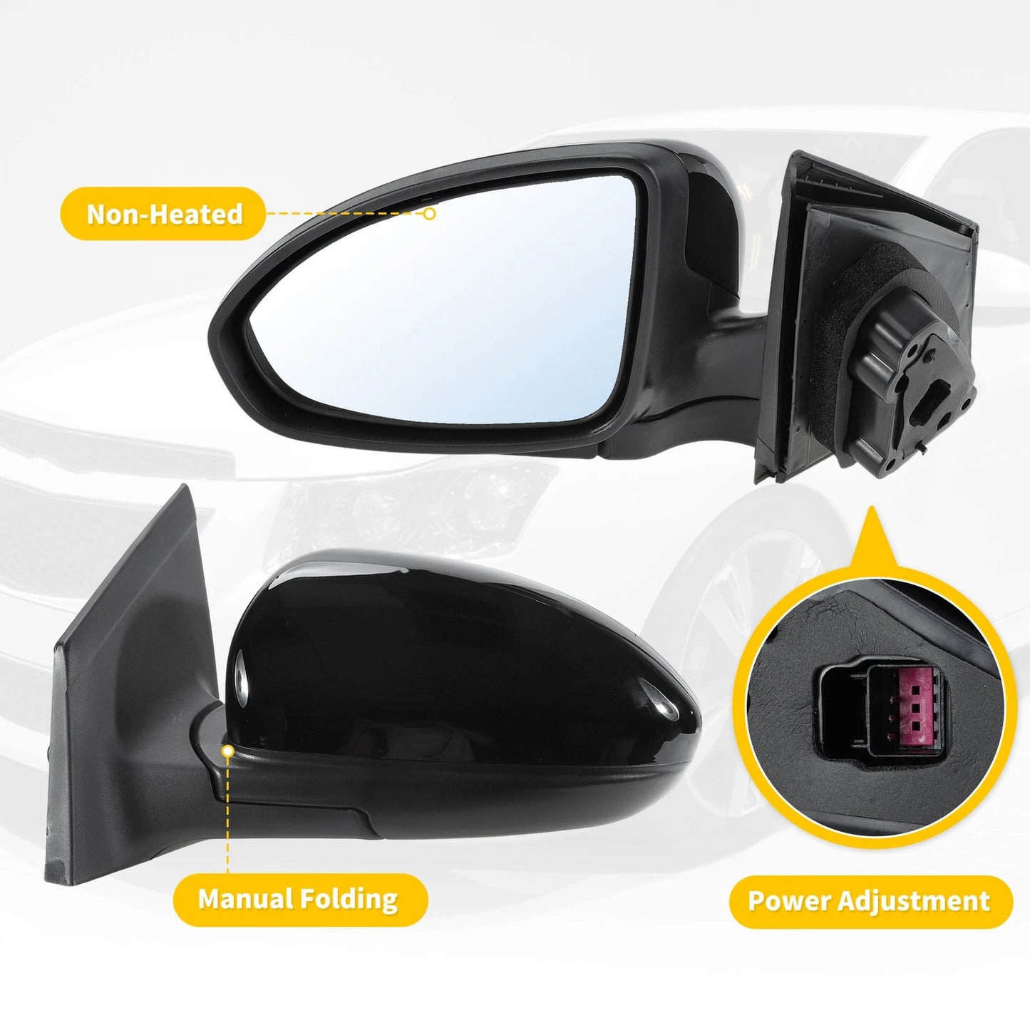 Left Side Door Mirror Gloss Black for Chevy Cruze Limited (2014-2015)
