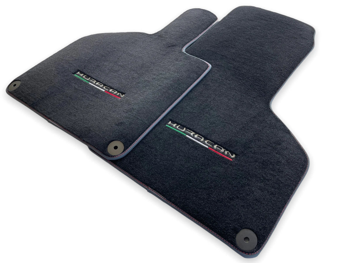 Floor Mats for Lamborghini Huracan 2014-2022 Black Tailored Carpets Red Stitch