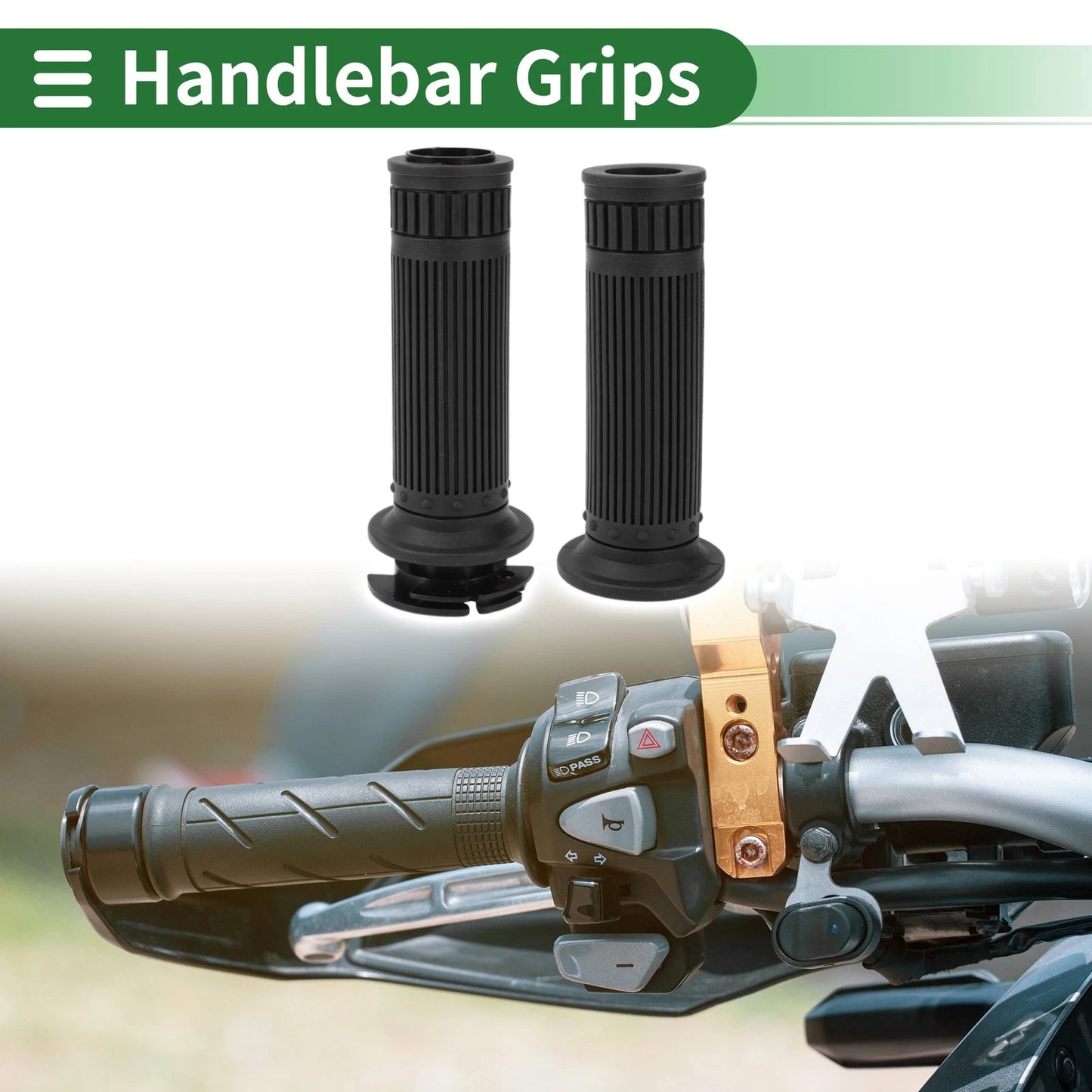 7/8" 22mm Hand Grips Cover Kit for Motorcycle Handlebar TPU Black Stripe