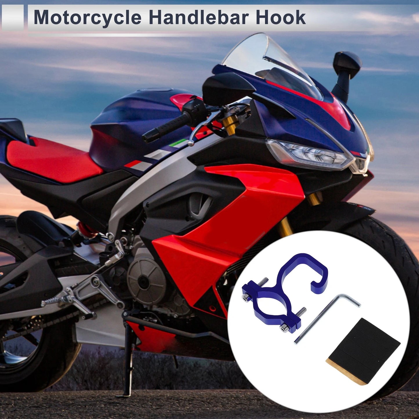 Arc Hanging Hook Hexagon Wrench Gasket 1 Set Blue for Motorcycle