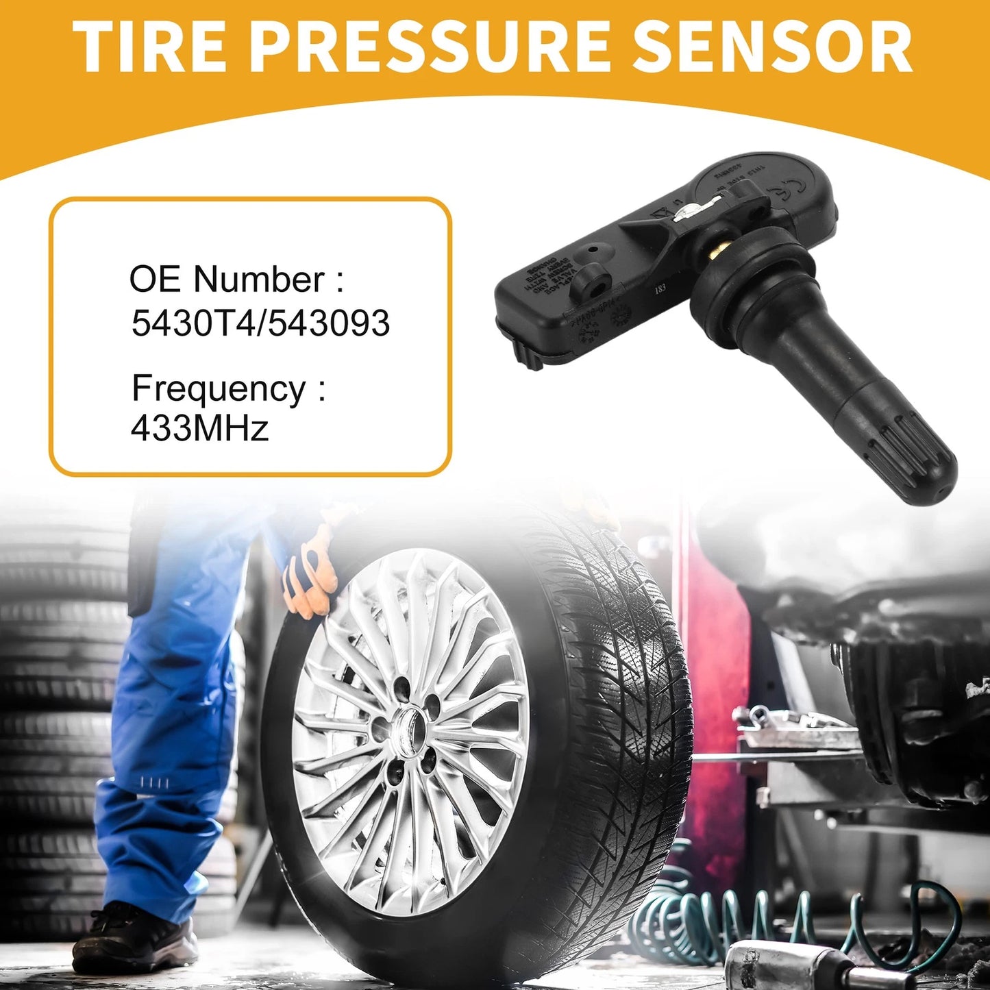 Tire Pressure Sensor 433MHz for Peugeot 1007 (2005-2009)
